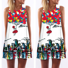 Vintage Boho Women Casual Dress Ladies 3D Pattern Sleeveless Mini Beach Tank Vest Dress vestidos femininos IMY66