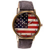 Vintage Dress Watches Women Ladies US Flag Pattern PU Leather Band Watch Quartz Wrist Watches For Women Reloj Mujer IMY66