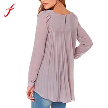 Vintage European Style Women Office Shirts Clothing Long Sleeve Chiffon Pleated Back Blouse Tops roupas femininas IMY66