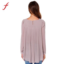 Vintage European Style Women Office Shirts Clothing Long Sleeve Chiffon Pleated Back Blouse Tops roupas femininas IMY66