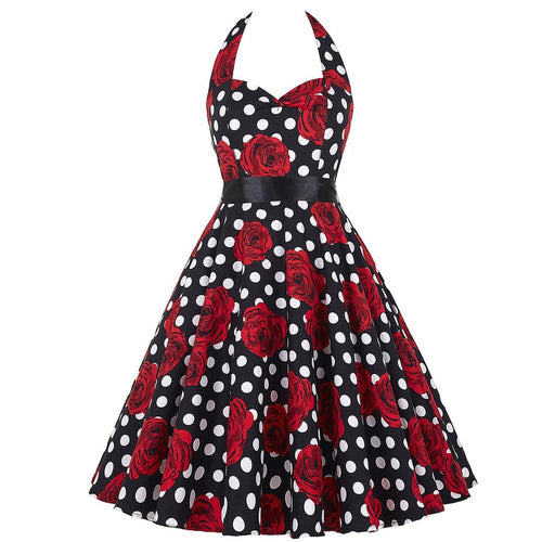 Vintage Rockabilly Dresses Women 60s Party Floral Print Dress Pinup Swing Audrey Hepburn dress vestidos femininos IMY66