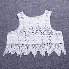 Vintage Women Crochet Beach Crop Top Camisole Camis Sexy Hollow Out Lace Crochet Bustier Crop Tops Tees Bra Top IMY66