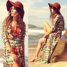 Vintage Tribal Kimono Cardigan Half Sleeve Women Tops Long Chiffon Shirt Loose Tops Blouse Roupas femininas camisa IMY66