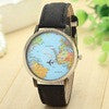 Vintage Watch Luxury Relojes Map Women Dress Watch Denim Fabric Band Global Travel By Plane Print Men Clocks IMY66