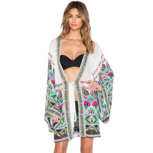 Vintage Women Chiffon Blouses Boho National Print Frenum Shawl Kimono Cardigan Tops Bikini Cover up Outwear IMY66