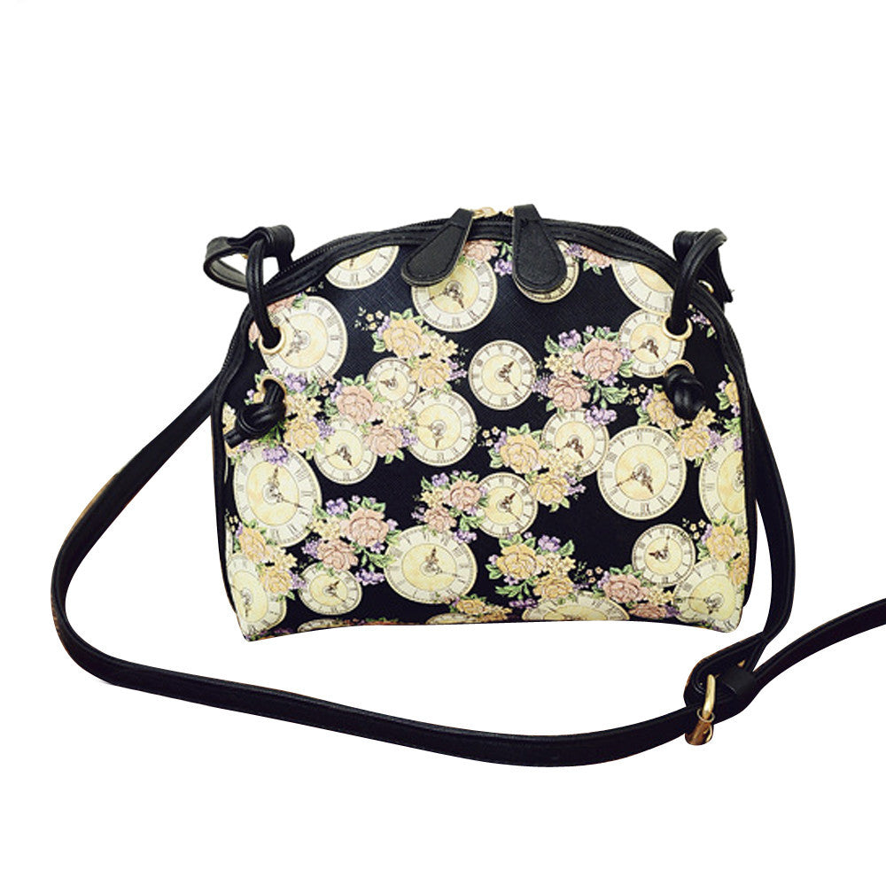 Vintage Women Printing Shoulder Shell Bag Ladies PU Leather Purse Satchel Messenger Crossbody Bag bolsa IMY66
