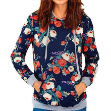 Vintage Women Rose Print Casual Sweatshirt Hooded T-Shirts Long Sleeve Hoodie Jumper Pullover Tops camisetas y tops IMY66