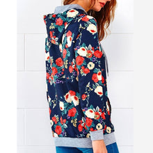 Vintage Women Rose Print Casual Sweatshirt Hooded T-Shirts Long Sleeve Hoodie Jumper Pullover Tops camisetas y tops IMY66