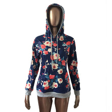 Vintage Women Rose Print Casual Sweatshirt Hooded T-Shirts Long Sleeve Hoodie Jumper Pullover Tops camisetas y tops IMY66