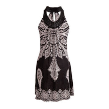 Vintage Women Clothing National Hippie Bohemian Retro Totem Slim Sleeveless Black\White Dress IMY66