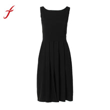 Vintage Women Hepburn Sleeveless Casual Pleated Elegant Party Backless Dress roupas femininas IMY66