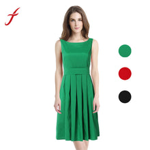 Vintage Women Hepburn Sleeveless Casual Pleated Elegant Party Backless Dress roupas femininas IMY66
