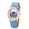 Vogue Women Girls Cartoon Cat Watches Faux Leather Band Analog Quartz Wrist Watch Reloj Clock Hours IMY66