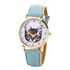 Vogue Women Girls Cartoon Cat Watches Faux Leather Band Analog Quartz Wrist Watch Reloj Clock Hours IMY66
