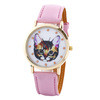 Vogue Women Girls Cartoon Cat Watches Faux Leather Band Analog Quartz Wrist Watch Reloj Clock Hours IMY66
