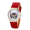 Vogue Women Girls Cartoon Cat Watches Faux Leather Band Analog Quartz Wrist Watch Reloj Clock Hours IMY66