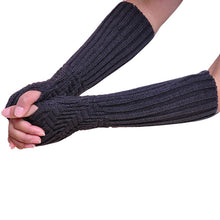 Warm Solid Color Women Girl Fingless Knitted Long Gloves Female IMY66