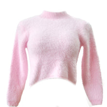Warm hairy turtleneck knitted sweater Women plush black sweater short top Basic long sleeve white crop top IMY66