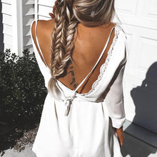 White Chiffon Dress Dresses Boho Long Sleeve Sexy Backless Women Dress Straight Casual Beach Dress Vestidos IMY66