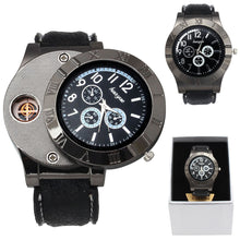 Windproof Casual Military Quartz Watch USB Cigarette Cigar Flameless Lighter relogio masculino relojes de los hombres IMY66