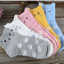 Funny Socks For Women 3D Cat Footprints Socks Cute Women's Cotton Tube Socks calcetines mujer IMY66