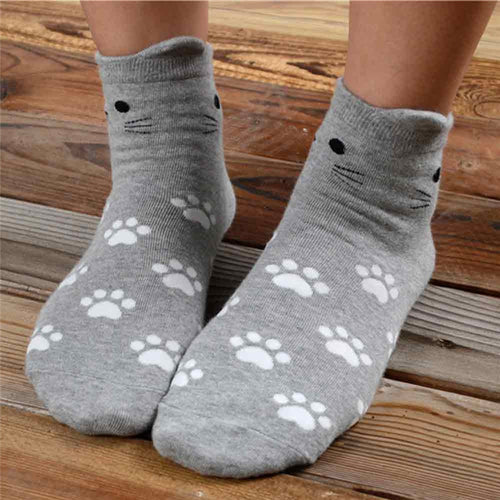 Funny Socks For Women 3D Cat Footprints Socks Cute Women's Cotton Tube Socks calcetines mujer IMY66