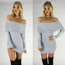 Knitted Sweaters Dress For Women Sexy Off Shoulder Long Sleeve Bandage Bodycon Dress vestidos femininos IMY66