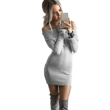 Knitted Sweaters Dress For Women Sexy Off Shoulder Long Sleeve Bandage Bodycon Dress vestidos femininos IMY66