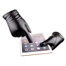 Men Thermal Sports PU Leather Gloves Outdoor Driving Phone Touch Screen Wrist Gloves Mittens Cashmere IMY66