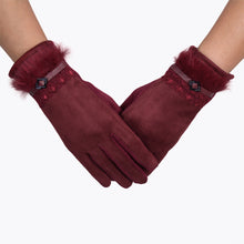 Warm Fur Lace Gloves Women Lady Phone Touch Screen Gloves Thick Mitten Full Finger Gloves For Women IMY66