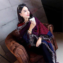 Warm Scarf Women Faux Cashmere Blanket Scarf Large Tartan Tassels Shawls And Scarves Stole Plaid Woollen Cloth IMY66