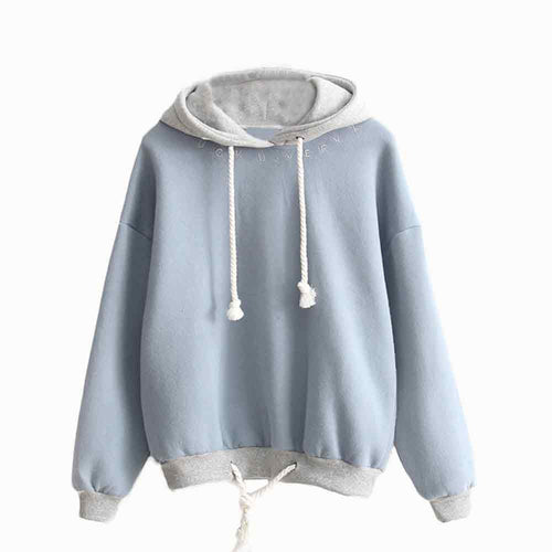 Warm Tee Shirts Sweatshirt For Women Plus Velvet Long Sleeve Tops Casual Patchwork Hoodies Hooded camisetas y top IMY66