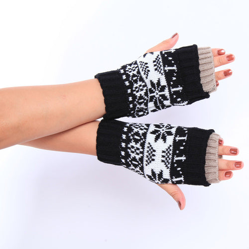 Warm Women Gloves Snowflake Short Keep Knitted Gloves tactical gloves fingerless gloves For Women IMY66