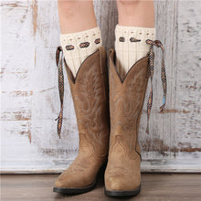 Women Boots Soft Warm Knitted Tie Leg Warmers Socks Women Solid Boot Cuffs Cover Calentadores Piernas Mujer IMY66