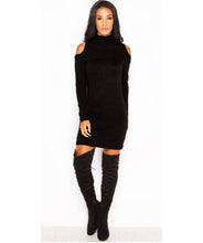 Women Knitted Sweater Dress Sexy Off Shoulder Long Sleeve Turtleneck Warm BodyCon Mini Dress vestidos femininos IMY66