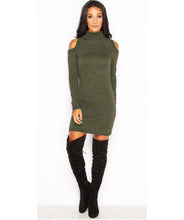 Women Knitted Sweater Dress Sexy Off Shoulder Long Sleeve Turtleneck Warm BodyCon Mini Dress vestidos femininos IMY66