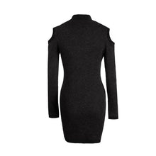 Women Knitted Sweater Dress Sexy Off Shoulder Long Sleeve Turtleneck Warm BodyCon Mini Dress vestidos femininos IMY66