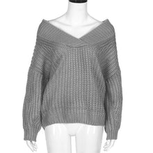 Women Knitted Sweater Solid Sexy V Neck Long Sleeve oversized Women Jumper Pullovers and Sweater Knitwear IMY66