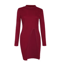 Women Long Sleeve Knitted Sweater Sexy Open Fork O Neck Sweater Jumper Tops Knitwear Dress Pullover pull femme IMY66