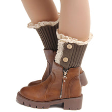 Woman Three Button Short Knitted Lace Crochet Button Leg Warmers Socks Boot Cover piernas calcetines mujer IMY66