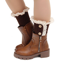 Woman Three Button Short Knitted Lace Crochet Button Leg Warmers Socks Boot Cover piernas calcetines mujer IMY66