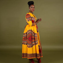 Women African Print Long Dress Ladies Sexy Maxi Dresses Casual Straight Long Sleeve Dresses vestidos femininos IMY66