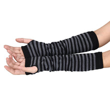 Women Arm Warmers Striped Fingerless Gloves button Knitted Mitten Long Gloves guantes tactical gloves IMY66