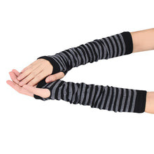 Women Arm Warmers Striped Fingerless Gloves button Knitted Mitten Long Gloves guantes tactical gloves IMY66