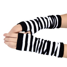 Women Arm Warmers Striped Fingerless Gloves button Knitted Mitten Long Gloves guantes tactical gloves IMY66