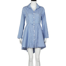 Women Dress Casual Long Sleeve Striped Irregular Sexy Dress Female Shirt Dresses vestidos femininos IMY66