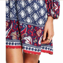 Women Dress Bohemian Lace Up Print Long Sleeve Dress National Wind Bandage Mini Dress vestidos femininos IMY66