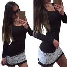 Women Lace Splice Dresses Sexy long Sleeve Sheath Party Mini Dress Casual Dress vestidos femininos IMY66