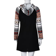 Women Dress Boho Casual Reindeer Printed Splicing Hooded Mini Dress Vestidos femininos IMY66