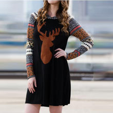 Women Dress Boho Casual Reindeer Printed Splicing Hooded Mini Dress Vestidos femininos IMY66